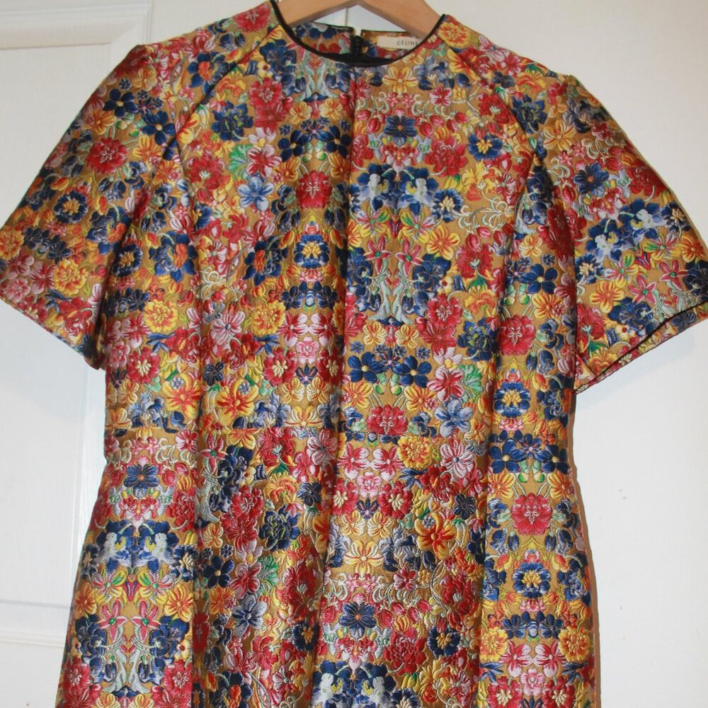 Extremely RARE $3000 CELINE by Phoebe Philo FLORAL BROCADE Mini DRESS